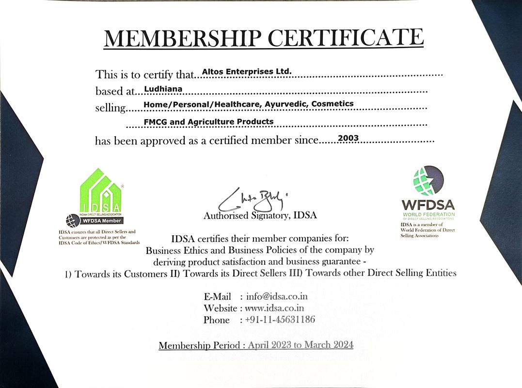 IDSA Certificate Altos